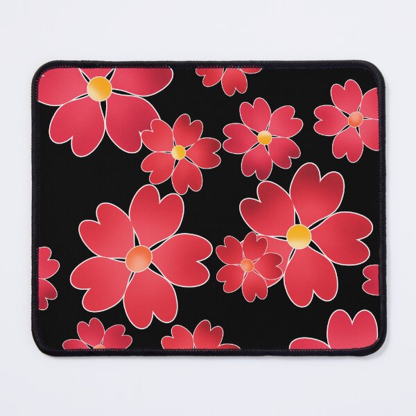 Item preview, Seamless red flowers floral pattern black print background designed and sold by fuzzyfox.