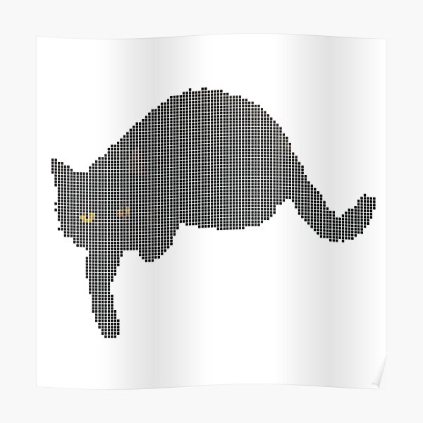 Black Cat Pixel Art Poster For Sale By Pixel4art Redbubble 0007