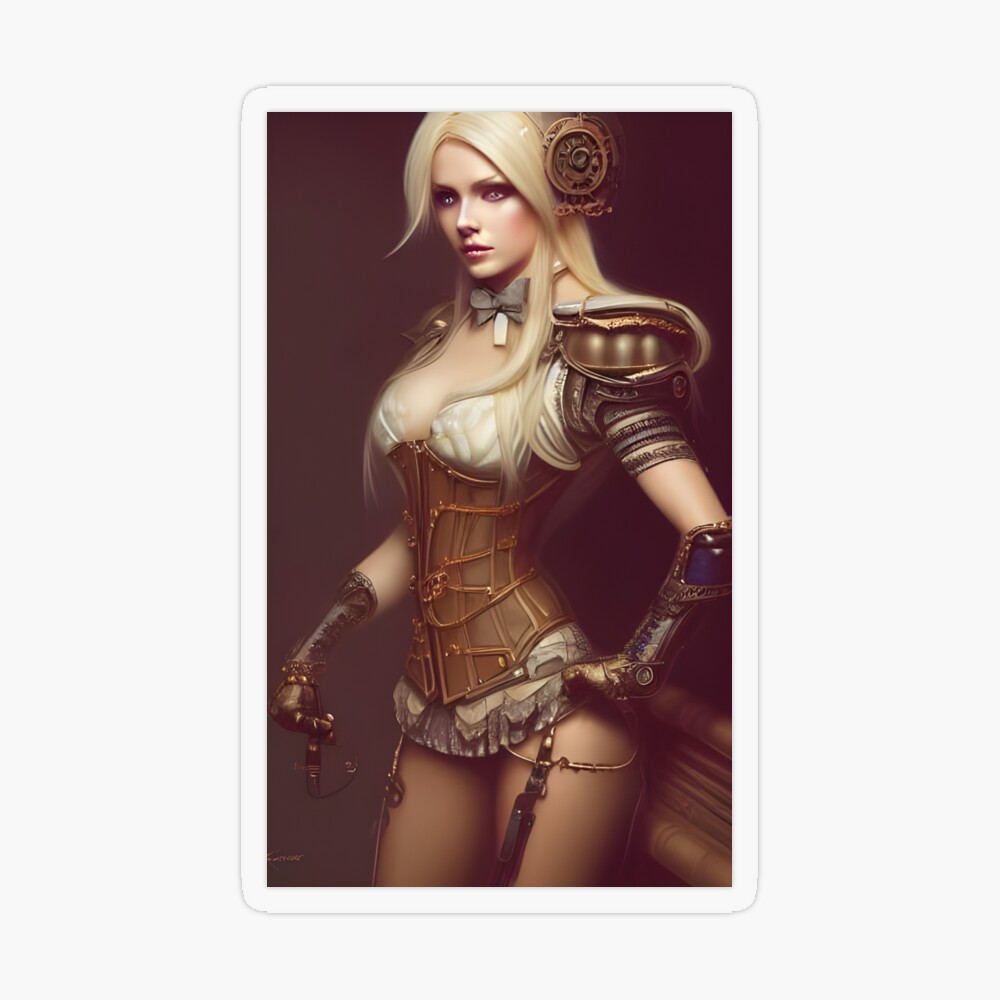 Gorgeous blonde steampunk Officer in Military Uniform | Art Board Print