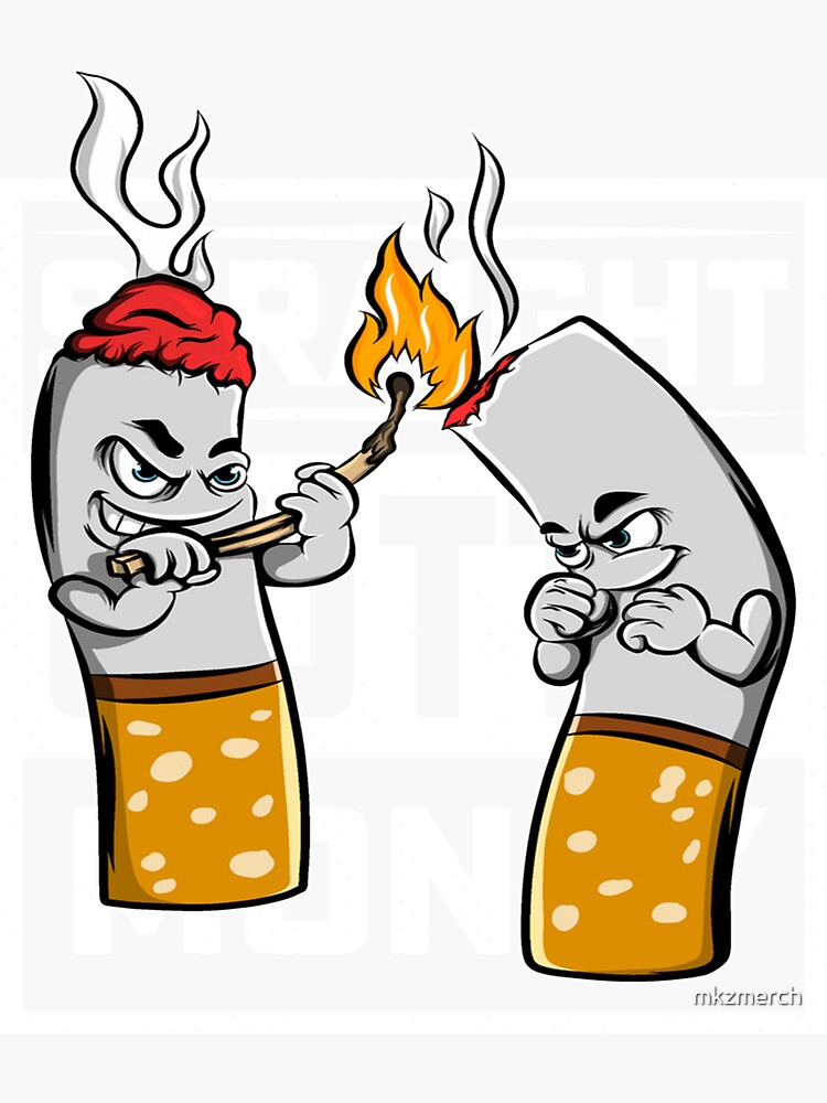evil cigarette Pair of Gangster Cigarettes Sparking Up Sticker
