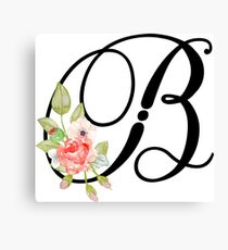 Floral Monogram Fancy Script Letter B Canvas Print