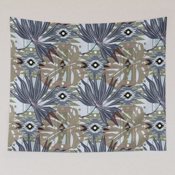 Item preview, Leaves of monstera and palm trees. designed and sold by marinaklykva.
