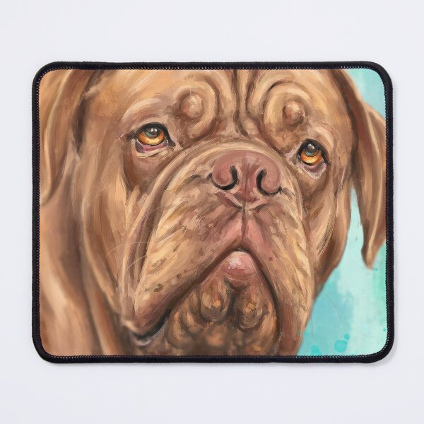 Item preview, Frontal Painting of a Majestic Dogue de Bordeaux on Light Blue Background designed and sold by ibadishi.