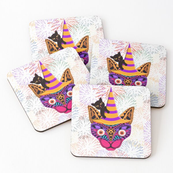 Item preview, colorful cat designed and sold by EmeraldRebel.
