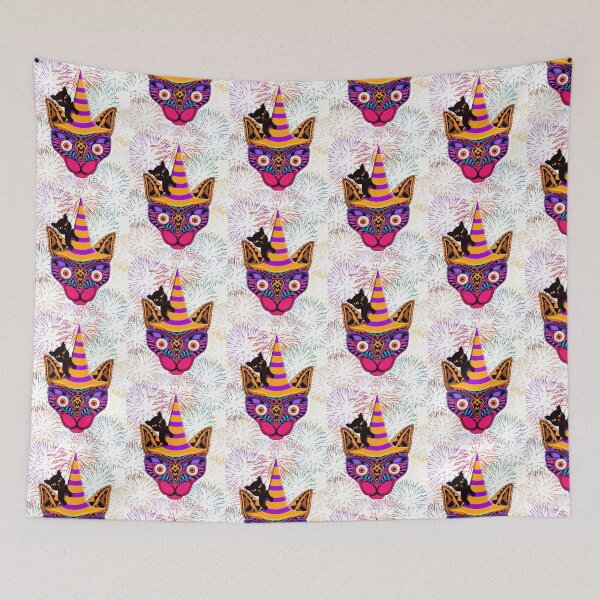 Item preview, colorful cat designed and sold by EmeraldRebel.