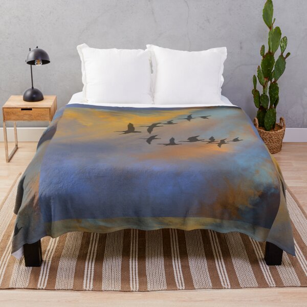 Item preview, Burning Sky  - Dusk Sunset with flying Geese- Throw Pillows & Prints.  designed and sold by ScatterHub.