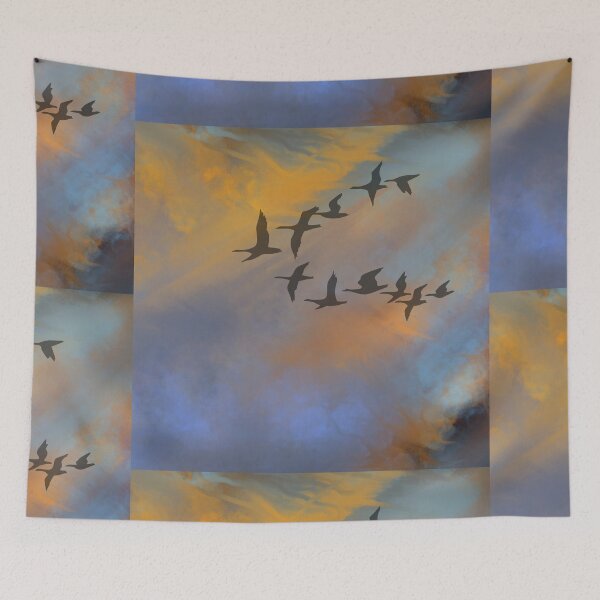 Item preview, Burning Sky  - Dusk Sunset with flying Geese- Throw Pillows & Prints.  designed and sold by ScatterHub.