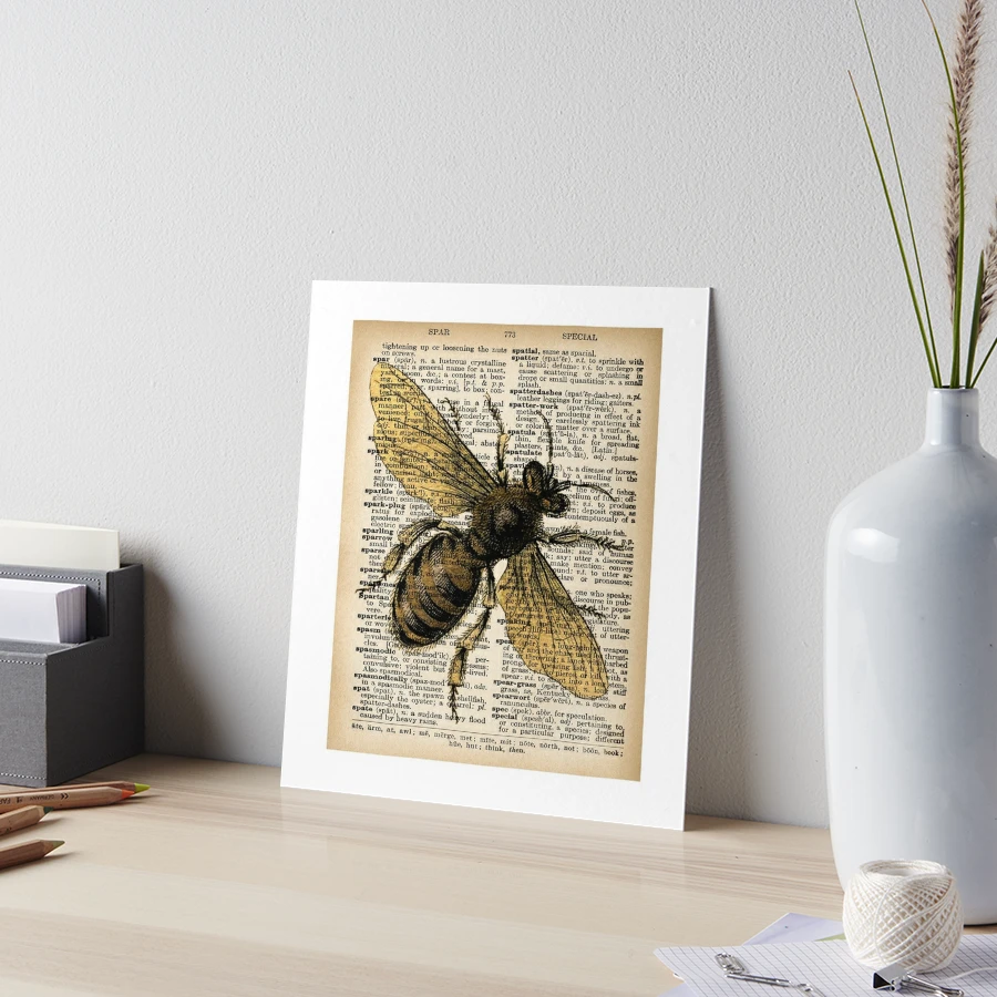 Bee Stamp BW Wall Art, Canvas Prints, Framed Prints, Wall Peels