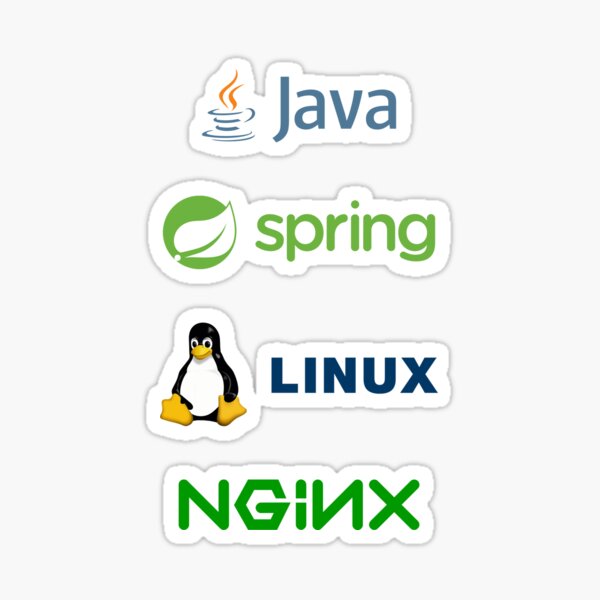 ★ Java, Spring, Penguin Linux Tux Mascot, NGINX - 4x Sticker Combo Pack Sticker