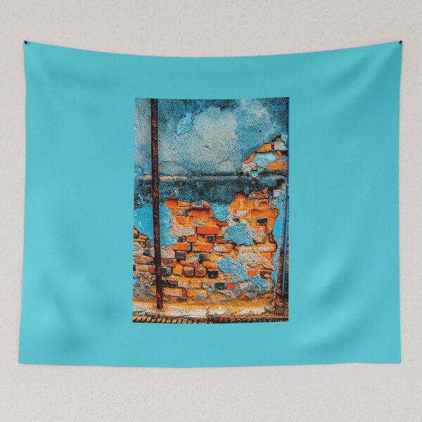Item preview, Orange blue brick wall with lion profile designed and sold by kall3bu.