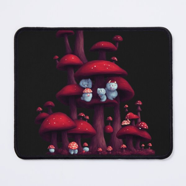 Item preview, Cute fluffy monsters with toadstool hats hiding in mushroom forest designed and sold by BrachiaST.