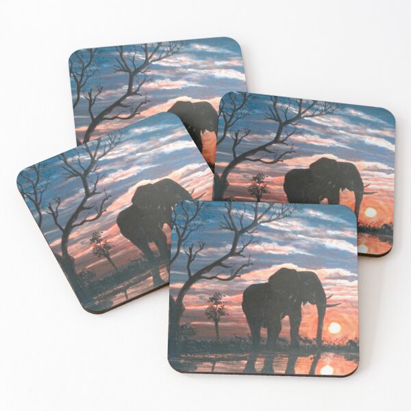 Item preview, ELEPHANTS MEET AT THE WATER HOLE designed and sold by Mackenzie Moulton International Artist .