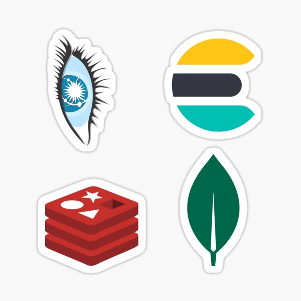 Item preview, ★ Apache Cassandra, Elasticsearch, Redis, MongoDB - 4x Sticker Combo Pack designed and sold by Geekvana ⧉.