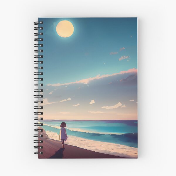 Item preview, Chica solitaria en la playa inspirada en el estilo anime designed and sold by KOTOdesign.