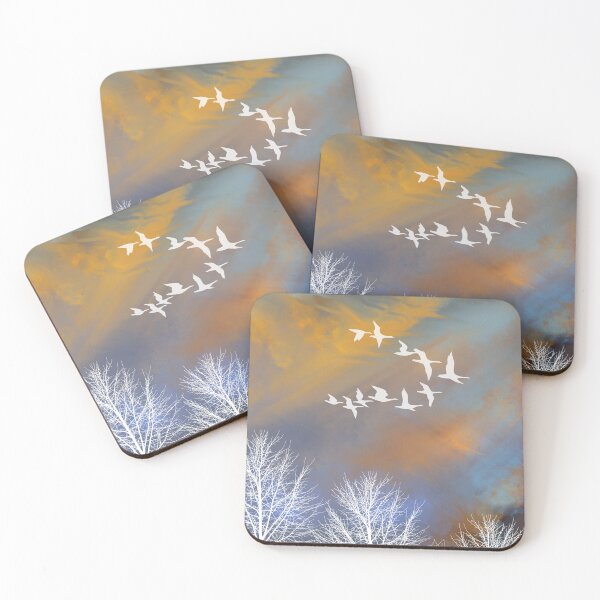 Item preview, Burning Sky 4 - Dusk Sunset with flying Geese & trees - Throw Pillows & Prints.  designed and sold by ScatterHub.