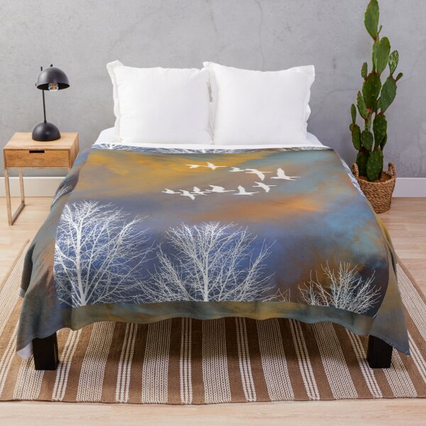 Item preview, Burning Sky 4 - Dusk Sunset with flying Geese & trees - Throw Pillows & Prints.  designed and sold by ScatterHub.
