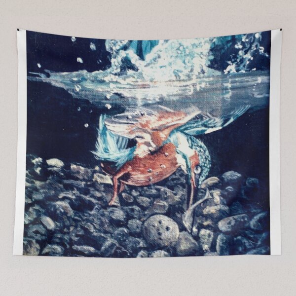 Item preview, THE KINGFISHER CAPTURED IN MOTION, GETTING A MINO IN A STREAM designed and sold by Mackenzie Moulton International Artist .