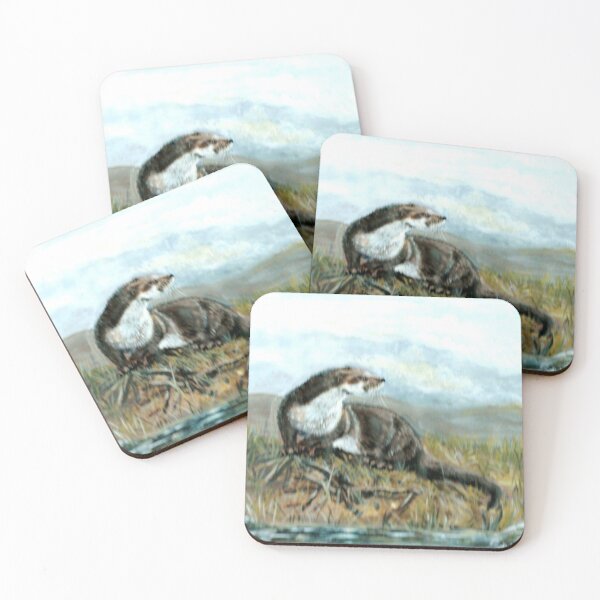 Item preview, AN OTTER ON A RIVER BANK IN DEVON UK designed and sold by Mackenzie Moulton International Artist .