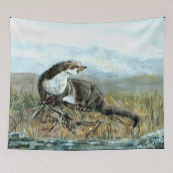 Item preview, AN OTTER ON A RIVER BANK IN DEVON UK designed and sold by Mackenzie Moulton International Artist .