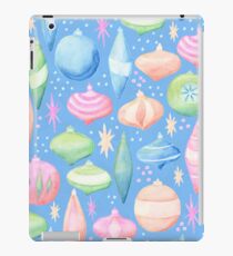 Retro Christmas Ornaments Blue Background iPad Case/Skin