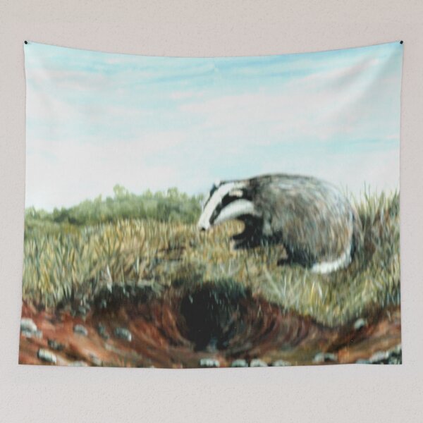 Item preview, BADGER IN A DEVON FIELD designed and sold by Mackenzie Moulton International Artist .
