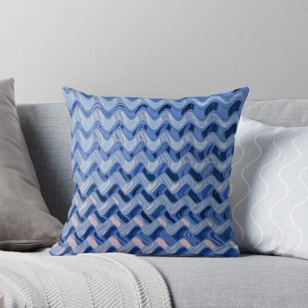 Item preview, Abstract Ocean Waves Wavy Lines Blue and Pale Blue Coastal Style Décor designed and sold by Beachy.