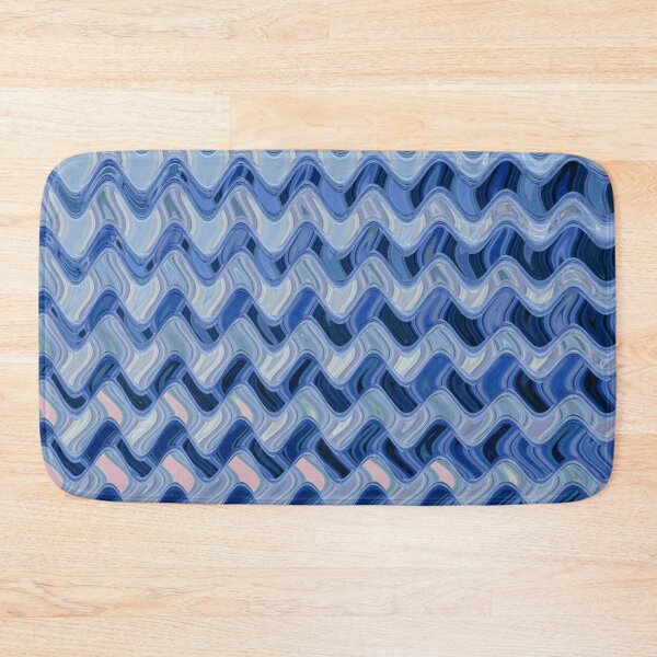 Item preview, Abstract Ocean Waves Wavy Lines Blue and Pale Blue Coastal Style Décor designed and sold by Beachy.