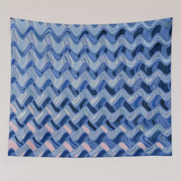 Item preview, Abstract Ocean Waves Wavy Lines Blue and Pale Blue Coastal Style Décor designed and sold by Beachy.
