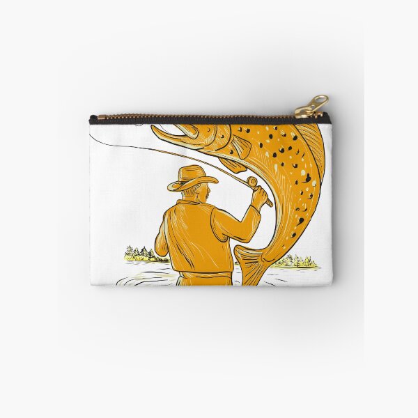 Item preview, Fly Fisherman Reeling Trout Drawing designed and sold by patrimonio.