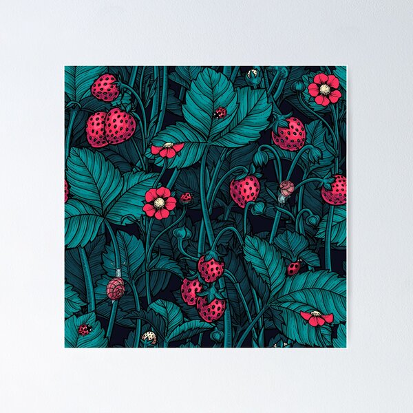 Item preview, Wild strawberries, red and blue  designed and sold by Katerina Mitkova Kirilova.