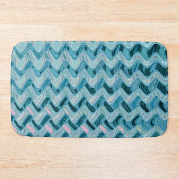 Item preview, Abstract Ocean Waves Wavy Lines Teal and Pale Turquoise Coastal Style Décor designed and sold by Beachy.