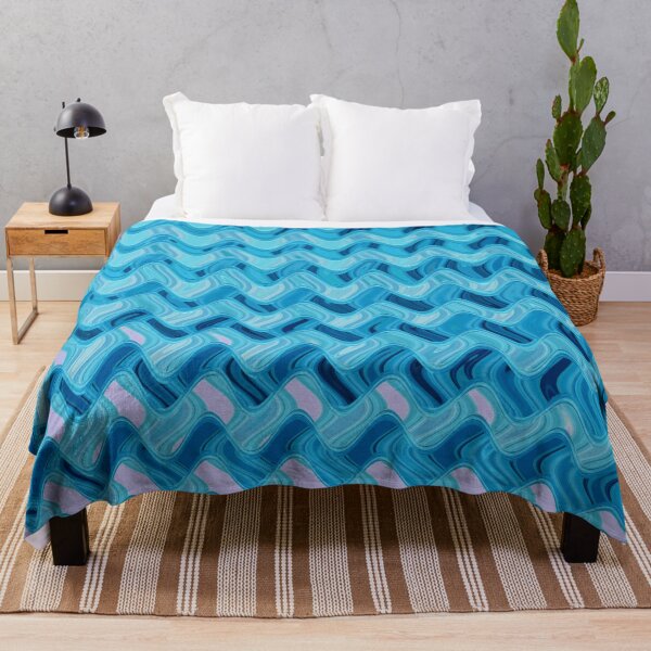 Item preview, Abstract Ocean Waves Wavy Lines Turquoise and Blue Coastal Style Décor designed and sold by Beachy.