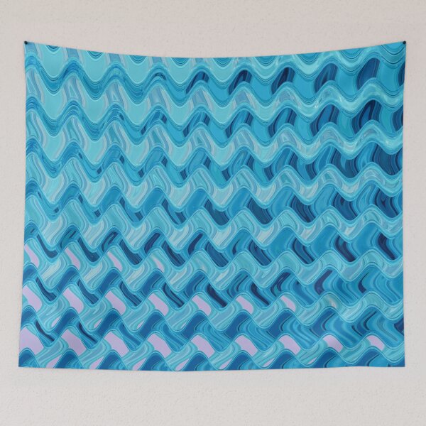 Item preview, Abstract Ocean Waves Wavy Lines Turquoise and Blue Coastal Style Décor designed and sold by Beachy.