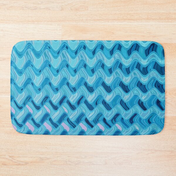Item preview, Abstract Ocean Waves Wavy Lines Turquoise and Blue Coastal Style Décor designed and sold by Beachy.