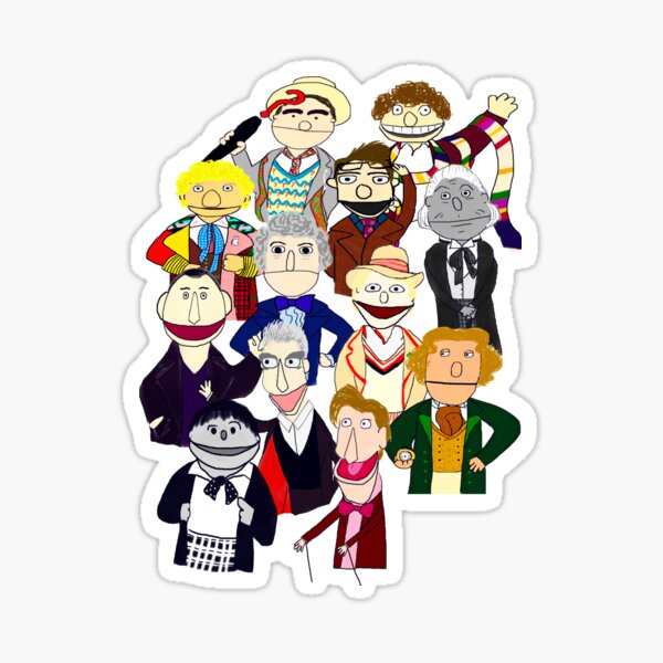Twelve Doctors Muppet Style Sticker