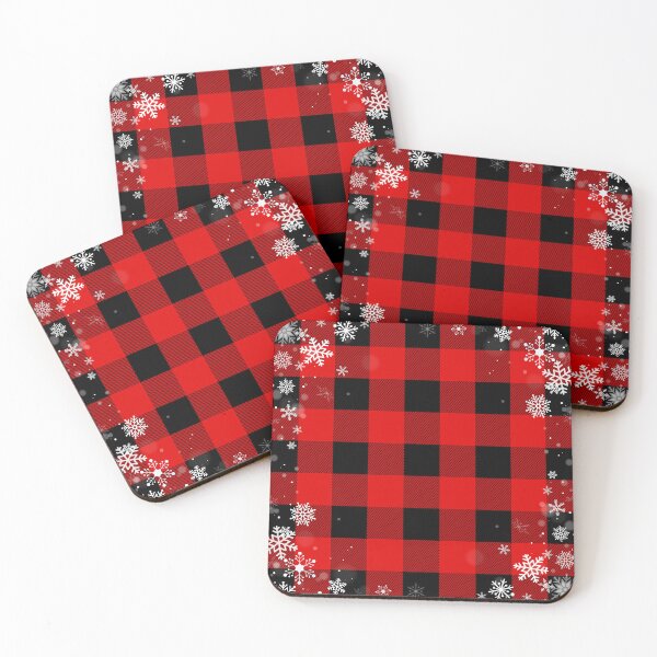 Item preview, Snowflakes Border Buffalo Plaid Pattern designed and sold by Coffee Lifestyle.