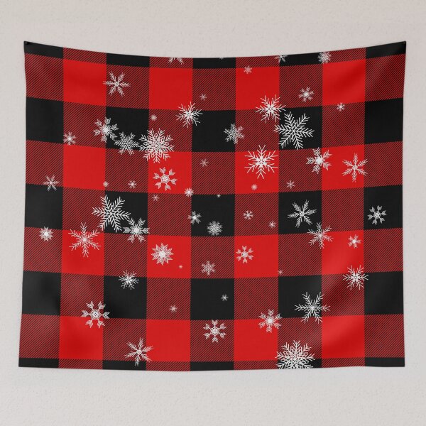 Item preview, Snowflakes Buffalo Plaid Pattern designed and sold by Lyssarien.