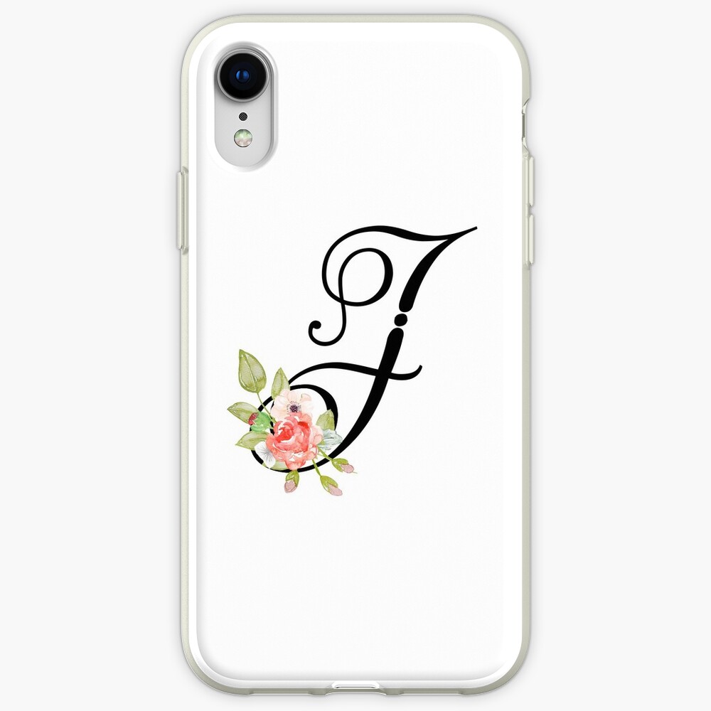 "Floral Monogram Fancy Script Letter J" iPhone Case & Cover by