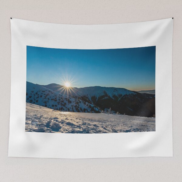 Item preview, sunrise in winter mountains with clear sky designed and sold by honza28683.
