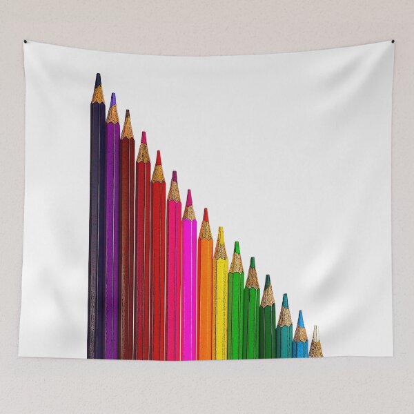 Item preview, Coloured pencils arranged in a slope. White background. designed and sold by janesg.