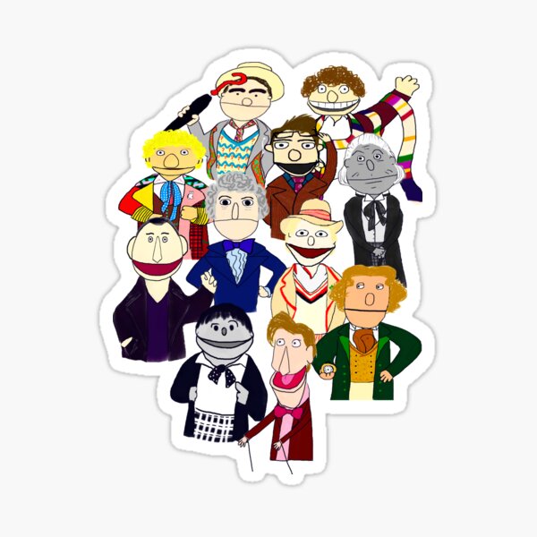Eleven Doctors Muppet Style Sticker