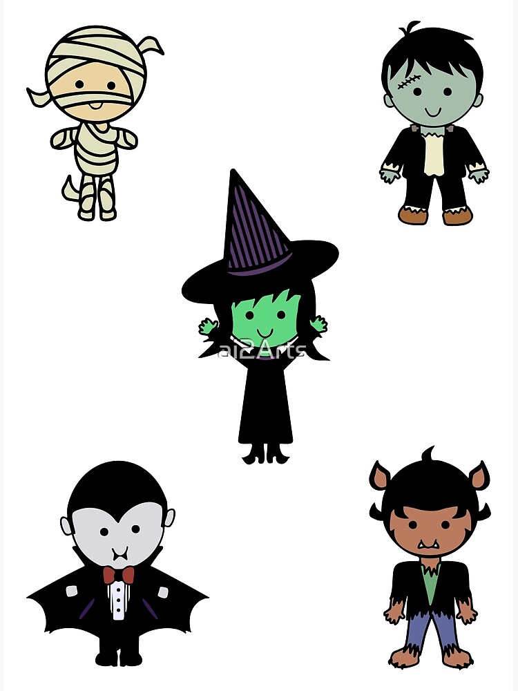 Disover Cute Halloween monsters Premium Matte Vertical Poster