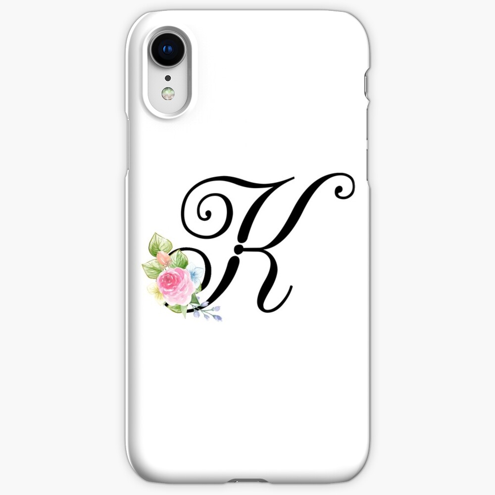 "Floral Monogram Fancy Script Letter K" iPhone Case & Cover by