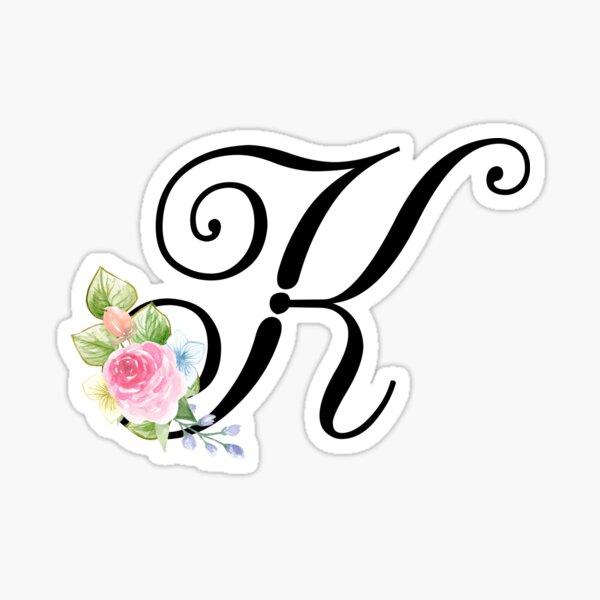 "Floral Monogram Fancy Script Letter K" Sticker for Sale by Grafixmom