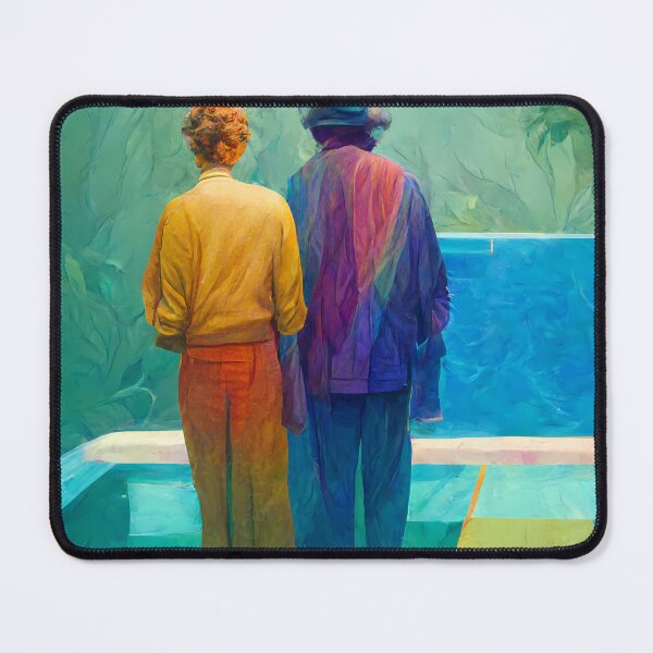 Item preview, Colorful couple standing by the pool designed and sold by endage.