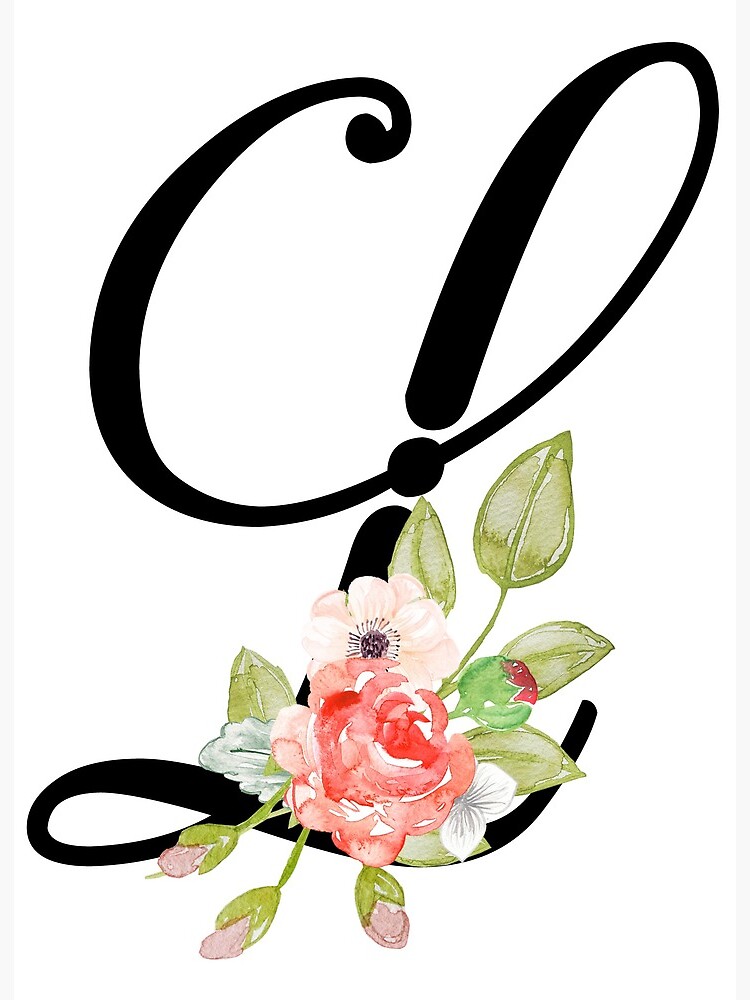 Initial, Monogram, L, Letter L, Flower Art Canvas Print for Sale