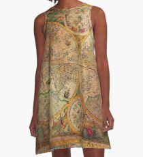 Globus Karte der alten Welt A-Linien Kleid