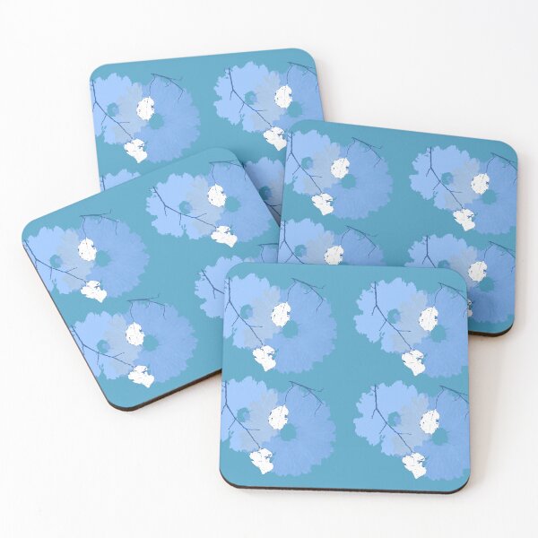 Item preview, white leaves on turquoise background designed and sold by Happyoninside.
