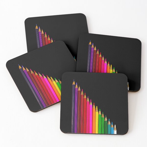 Item preview, Coloured pencils arranged in a slope. Black background. designed and sold by janesg.