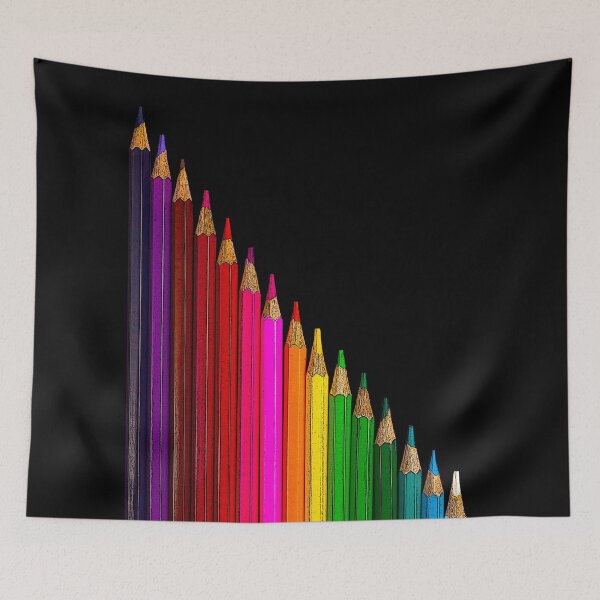 Item preview, Coloured pencils arranged in a slope. Black background. designed and sold by janesg.